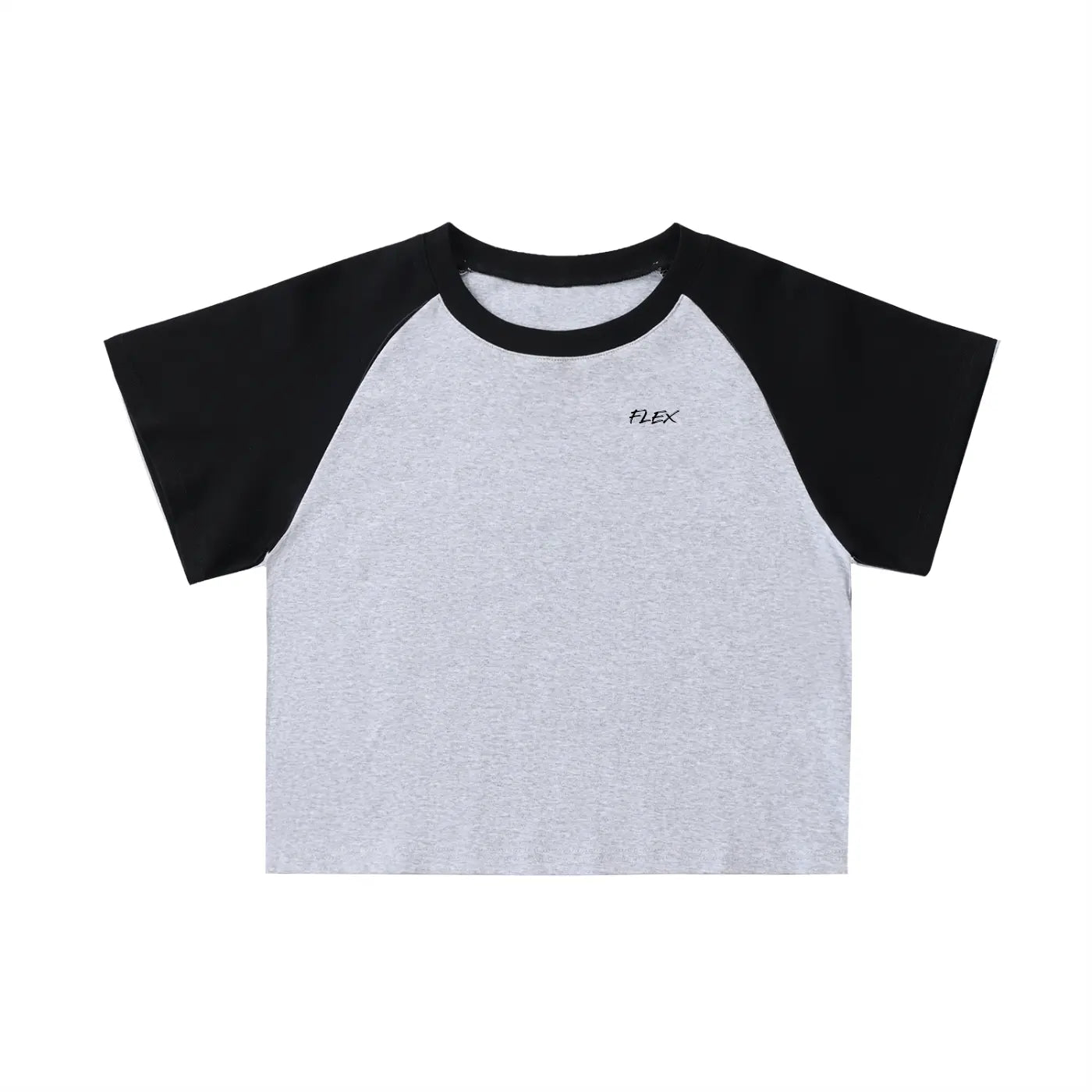 Color-Blocked Raglan Sleeve FLEX Crop Top.