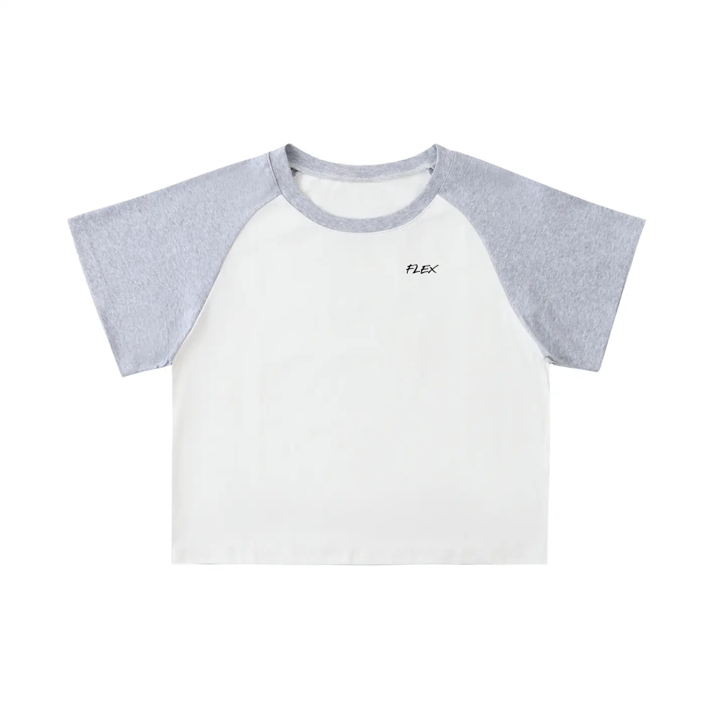 Color-Blocked Raglan Sleeve FLEX Crop Top.