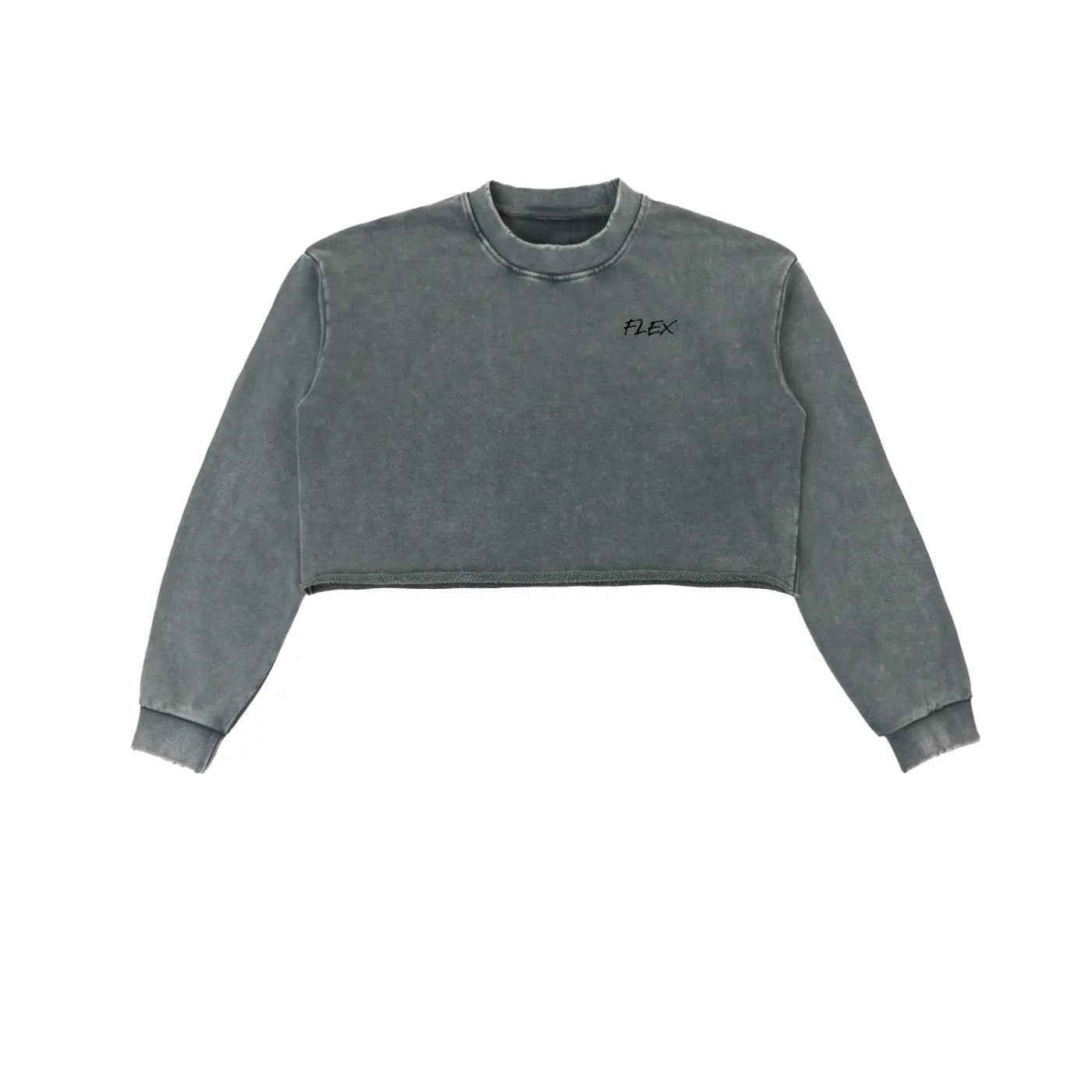 Snow Washed Raw Edge Cropped FLEX Sweatshirt.