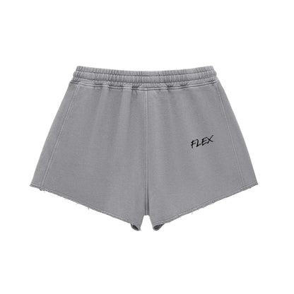 Snow Washed Raw Edge Drawstring FLEX Shorts.