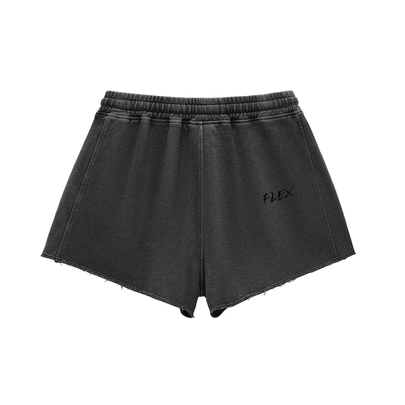 Snow Washed Raw Edge Drawstring FLEX Shorts.