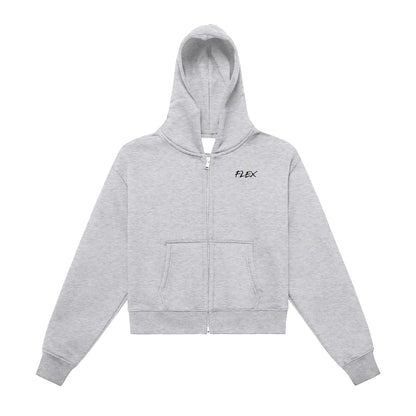 Fleeced Zip-Up Cropped FLEX Hoodie.