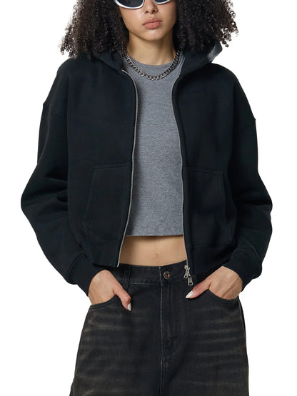 Fleeced Zip-Up Cropped FLEX Hoodie.