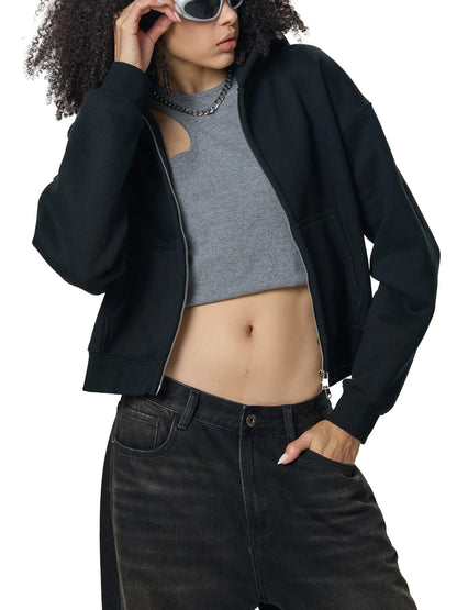Fleeced Zip-Up Cropped FLEX Hoodie.