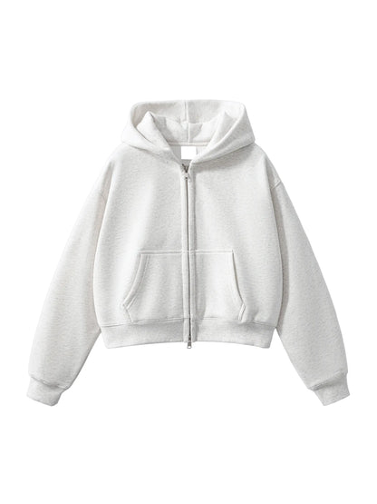 Fleeced Zip-Up Cropped FLEX Hoodie.